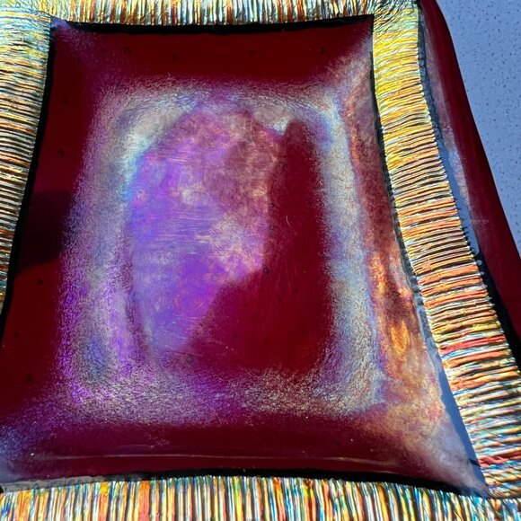 Handcrafted Dichroic Glass Dish With Gold Accents By Cindy Stalnaker of Laguna - Picture 8 of 8